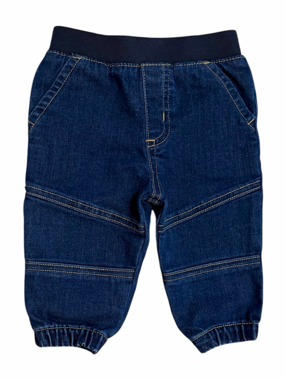 VTG Y2K Baby Boy Dark Blue Denim Jeans Elasticized Jogger 3-6 m NEW Garanimals